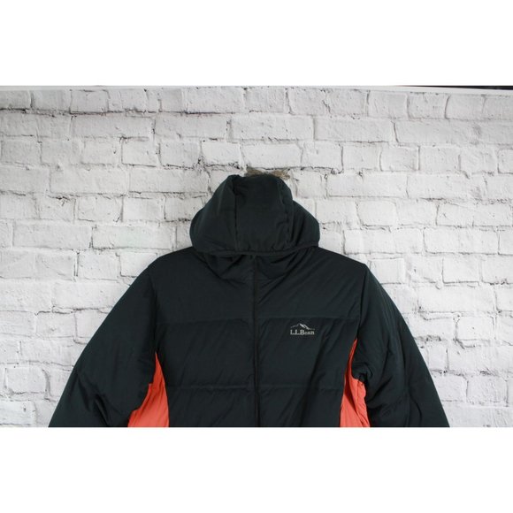 LL Bean Black Orange Polyester Outer Shell Down Hooded Puffer Jacket L - Picture 3 of 10